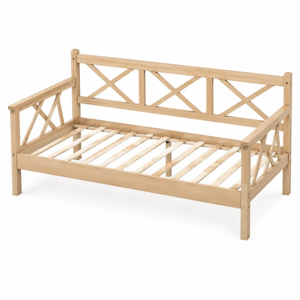 Letto singolo in legno di pino massello naturale